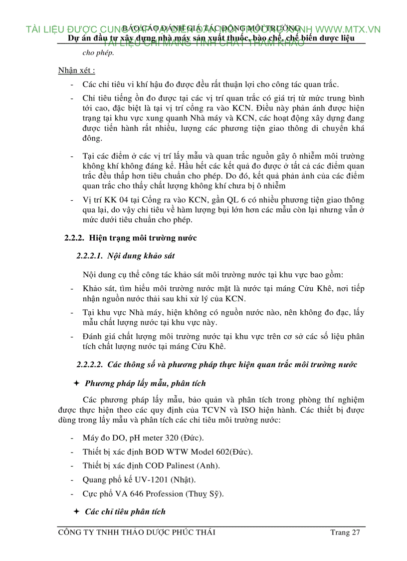 image for page Đánh giá tác động môi trường Dự án đầu tư xây dựng nhà máy sản xuất thuốc bào chế chế biến dược liệu Hà Nội