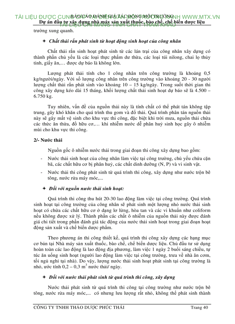 image for page Đánh giá tác động môi trường Dự án đầu tư xây dựng nhà máy sản xuất thuốc bào chế chế biến dược liệu Hà Nội