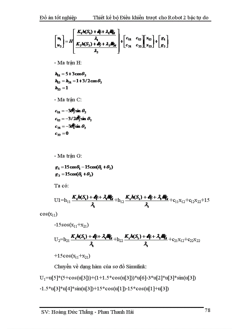 image for page Thiết kế bộ điều khiển trượt cho tay máy robot 2 bậc tự do và mô phỏng trên matlab simulink