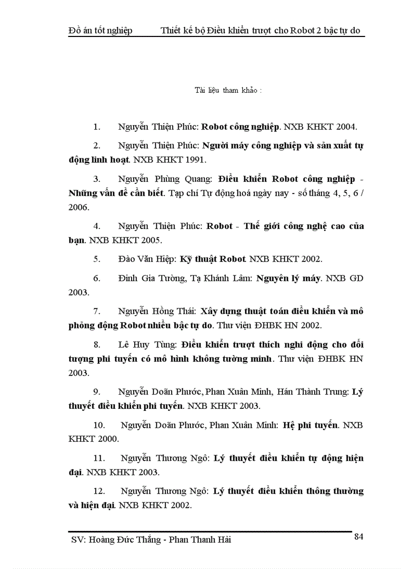 image for page Thiết kế bộ điều khiển trượt cho tay máy robot 2 bậc tự do và mô phỏng trên matlab simulink
