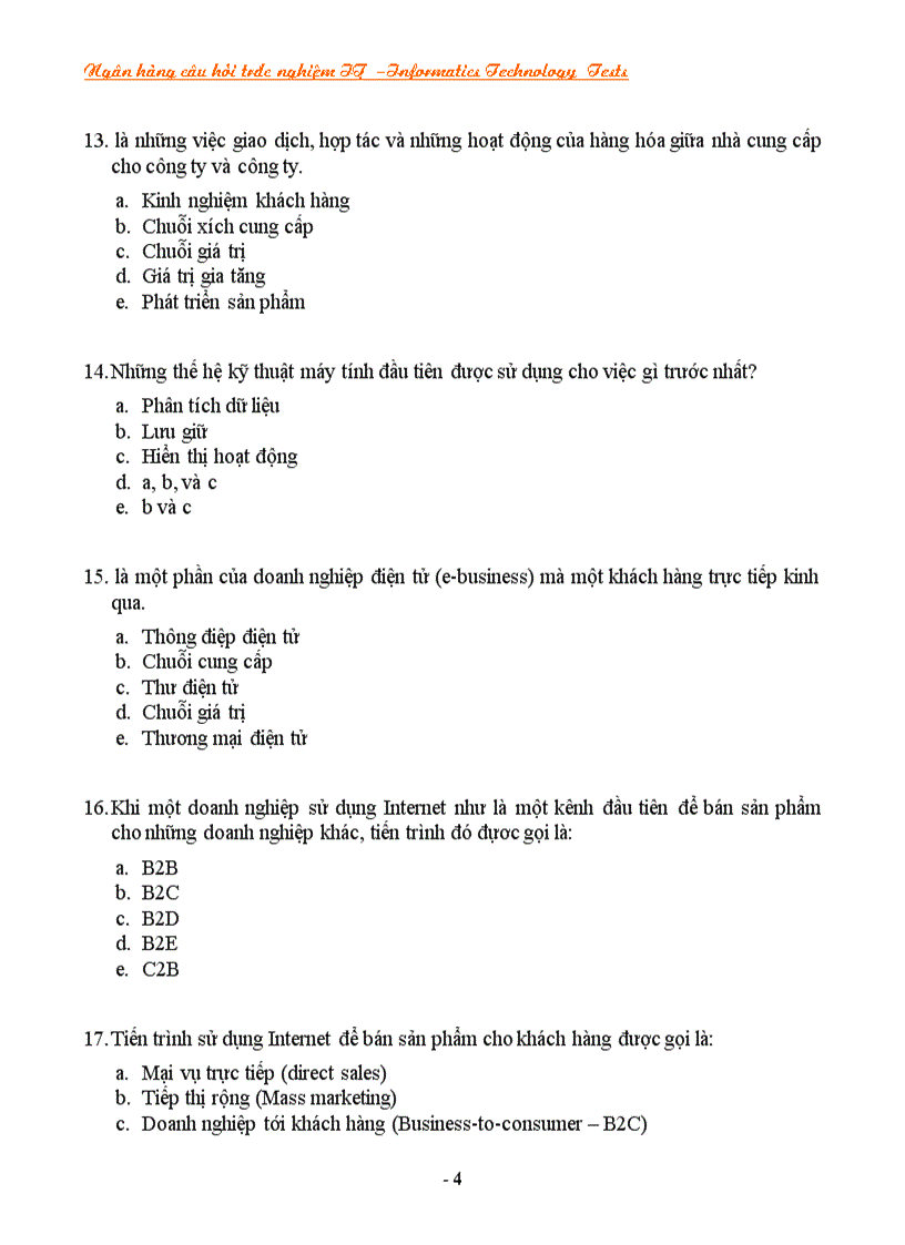 image for page Ngân hàng câu hỏi trắc nghiệm về it