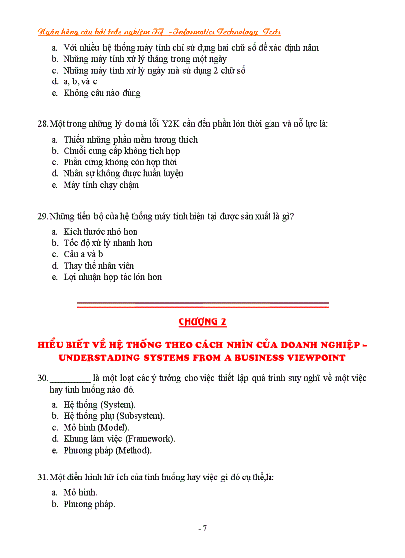 image for page Ngân hàng câu hỏi trắc nghiệm về it