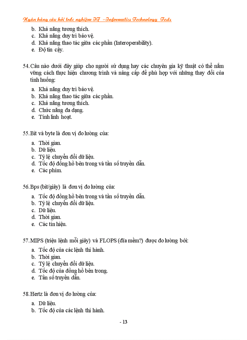 image for page Ngân hàng câu hỏi trắc nghiệm về it