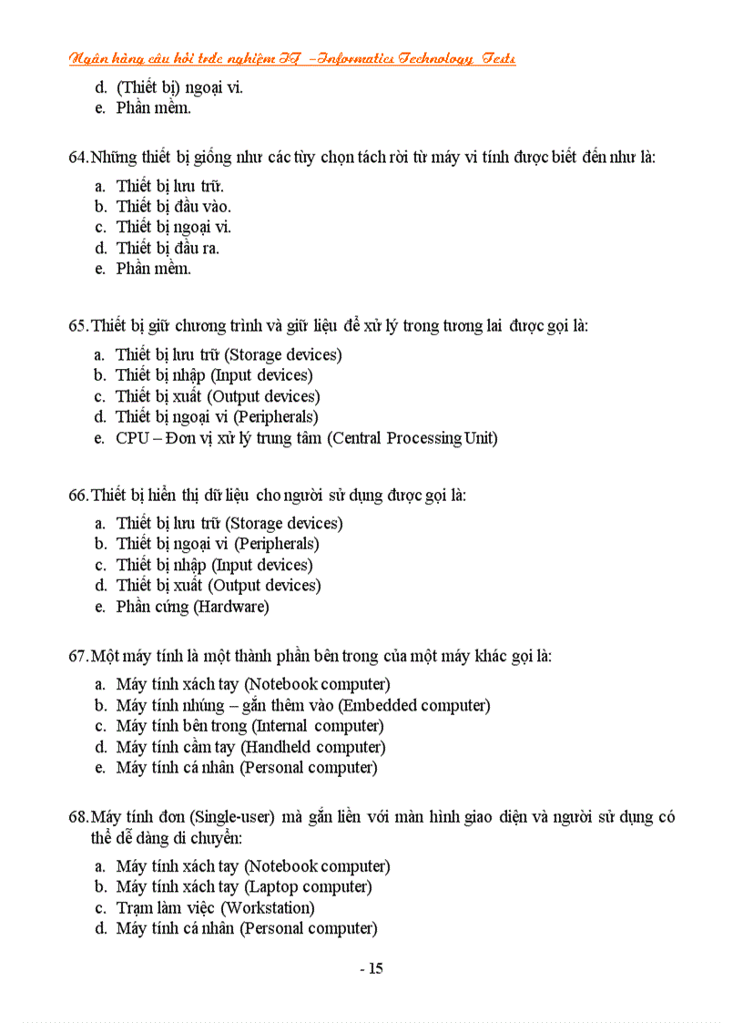 image for page Ngân hàng câu hỏi trắc nghiệm về it