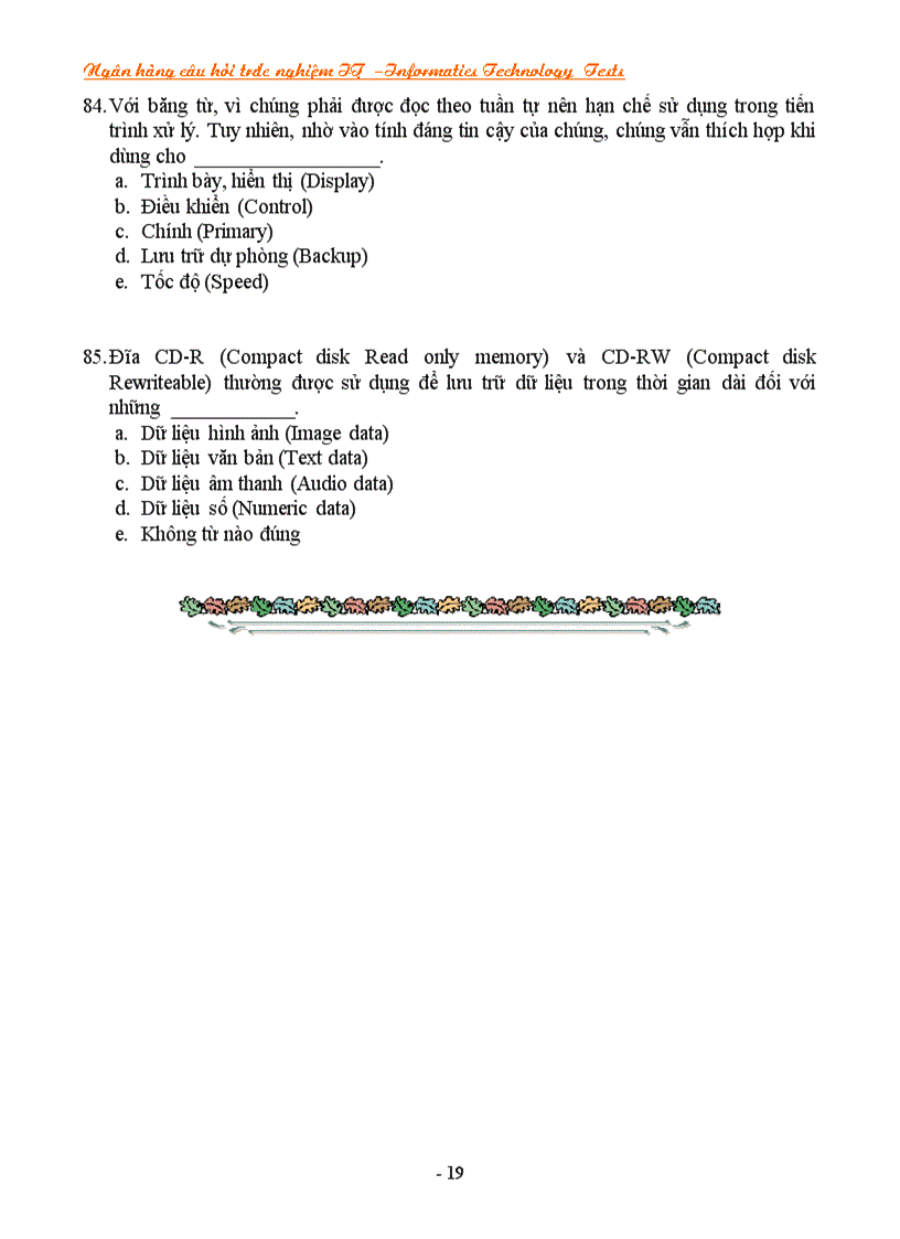 image for page Ngân hàng câu hỏi trắc nghiệm về it