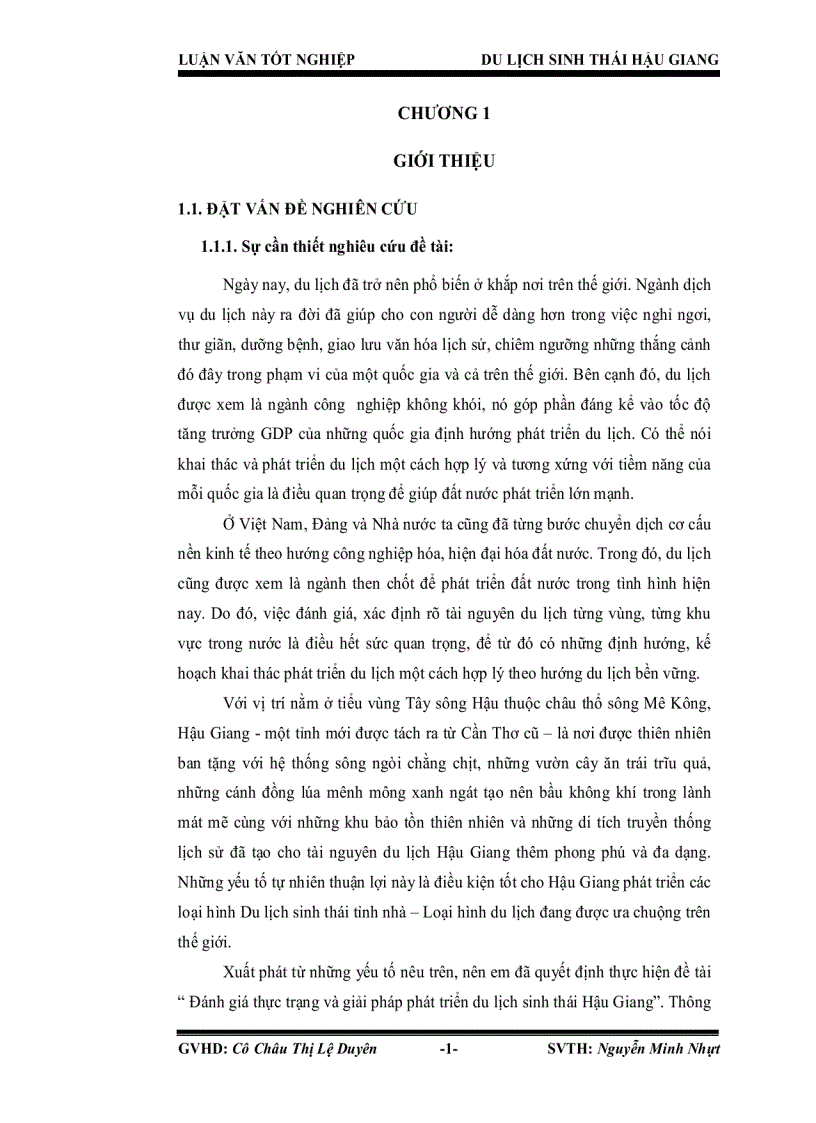 image for page Đánh giá thực trạng và giải pháp phát triển du lịch sinh thái hậu giang