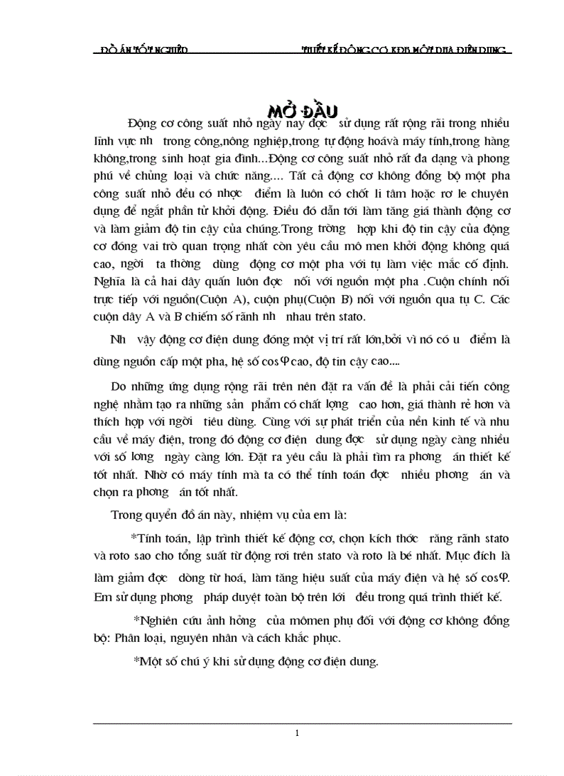 Đồ án tốt nghiệp thiết kế lập trình cho động cơ KĐB 1 pha điện dung theo phương pháp tối ưu nhất ĐHBKHN