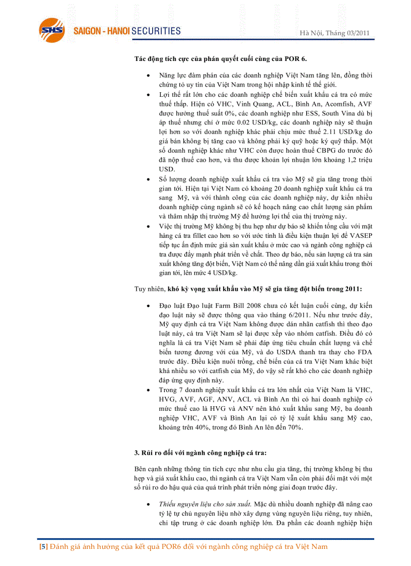 image for page ĐÁNH GIÁ ẢNH HƯỞNG CỦA KẾT QUẢ POR6 ĐỐI VỚI thuế chống bán phá giá NGÀNH CÔNG NGHIỆP CÁ TRA VIỆT NAM