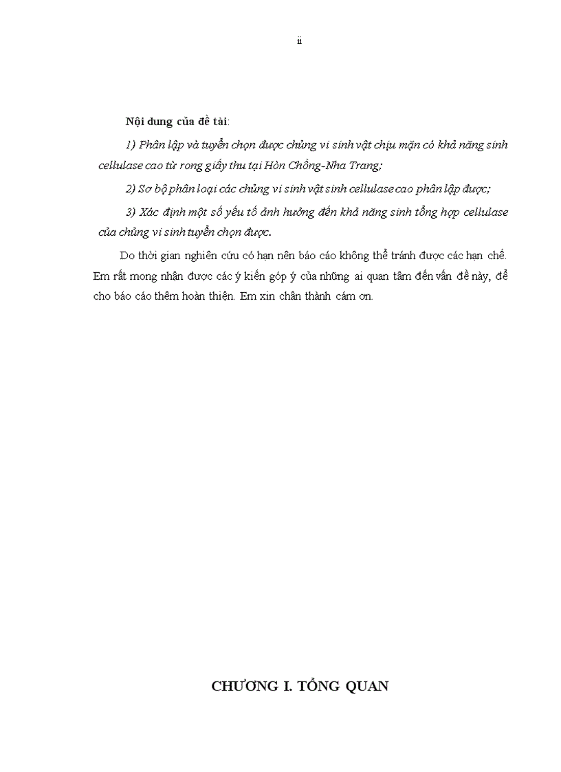image for page Phân lập và tuyển chọn một số chủng vi sinh vật có khả năng sinh enzyme cellulase từ rong giấy tại Hòn Chồng Nha Trang