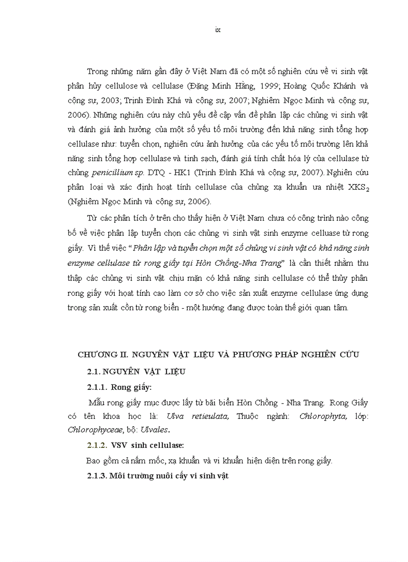 image for page Phân lập và tuyển chọn một số chủng vi sinh vật có khả năng sinh enzyme cellulase từ rong giấy tại Hòn Chồng Nha Trang