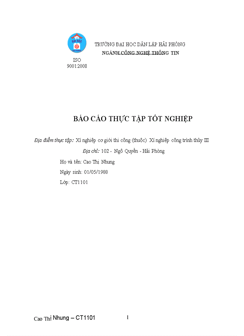 Bao Cao Thực Tập Nganh Cong Nghệ Thong Tin Tốt Nghiệp Năm 201