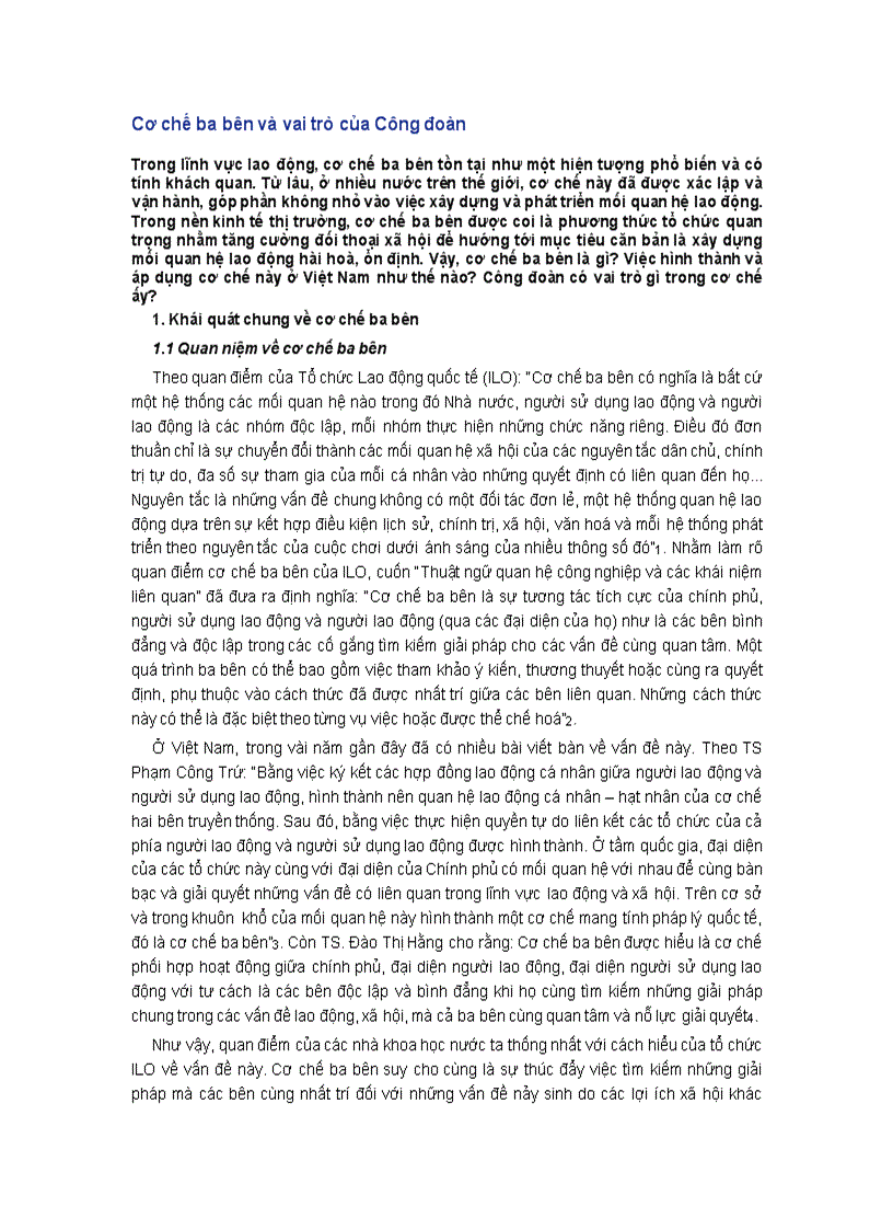 image for page Cơ chế ba bên và vai trò của Công đoàn