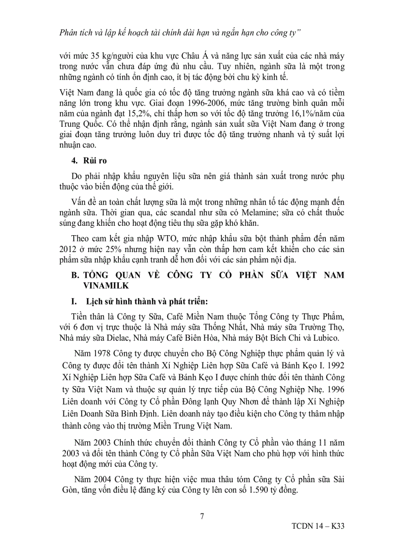 image for page Đề tài Phân tích và lập kế hoạch tài chính dài hạn và ngắn hạn cho công ty VINAMILK