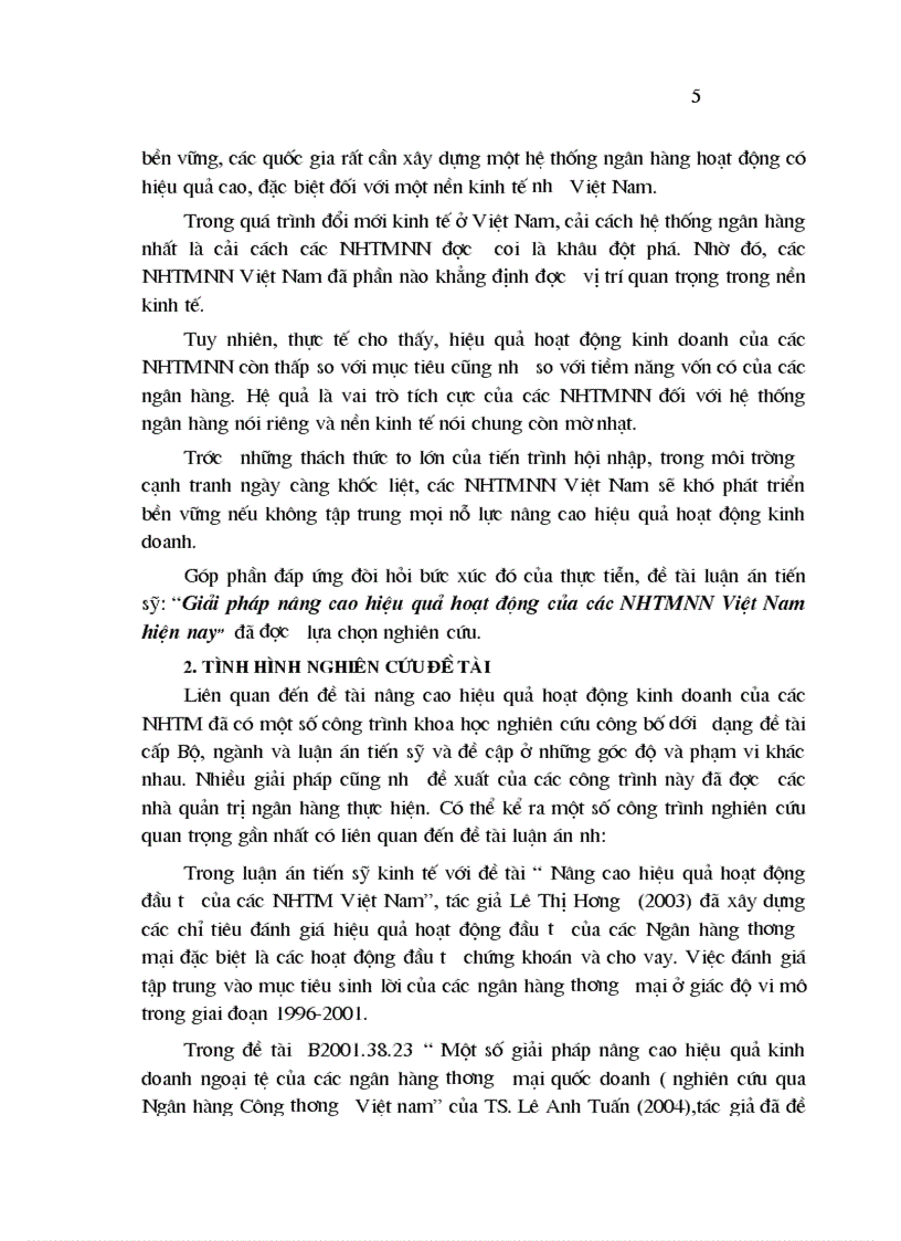 Giải pháp nâng cao hiệu quả hoạt động của các Ngân hàng thương mại nhà nước Việt nam