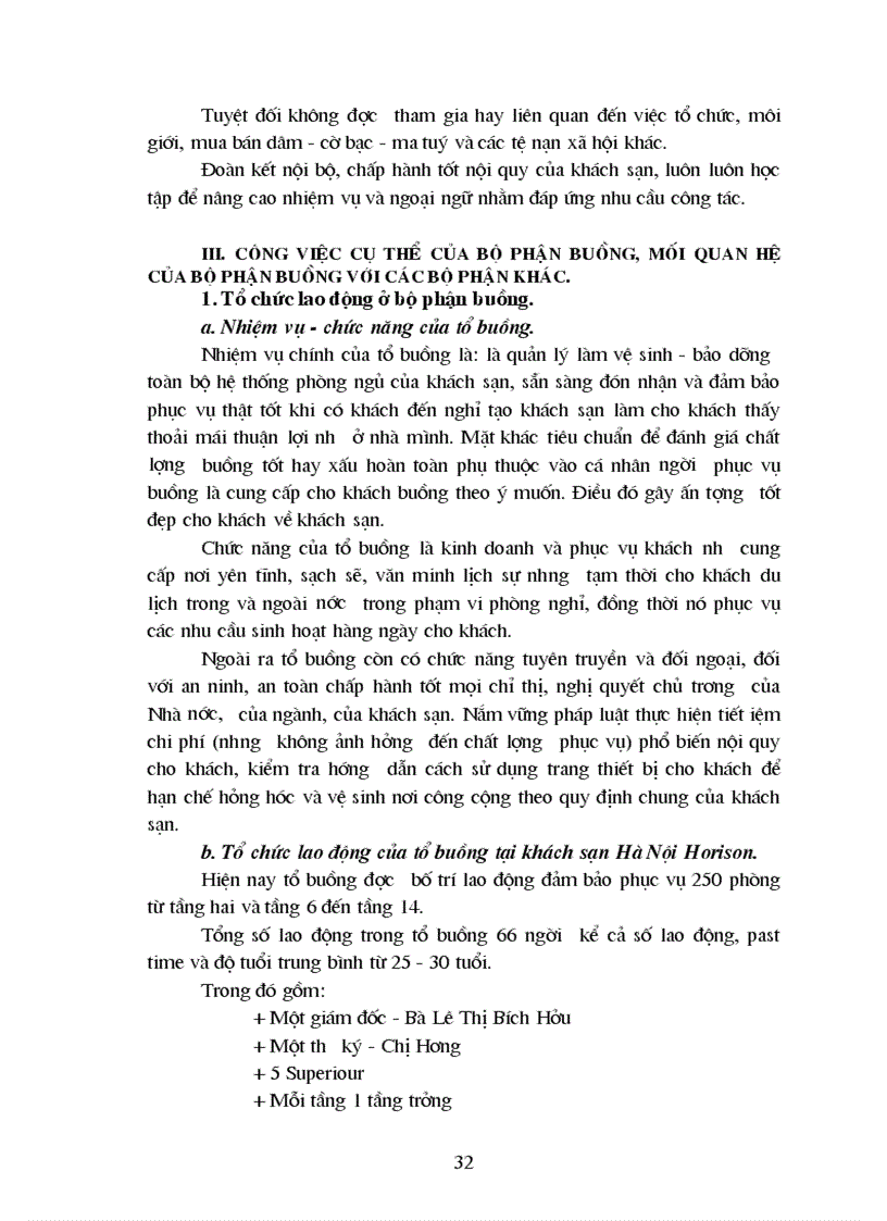 image for page Nội dung nghiệp vụ phục vụ buồng tại khách sạn Hà Nội Horison