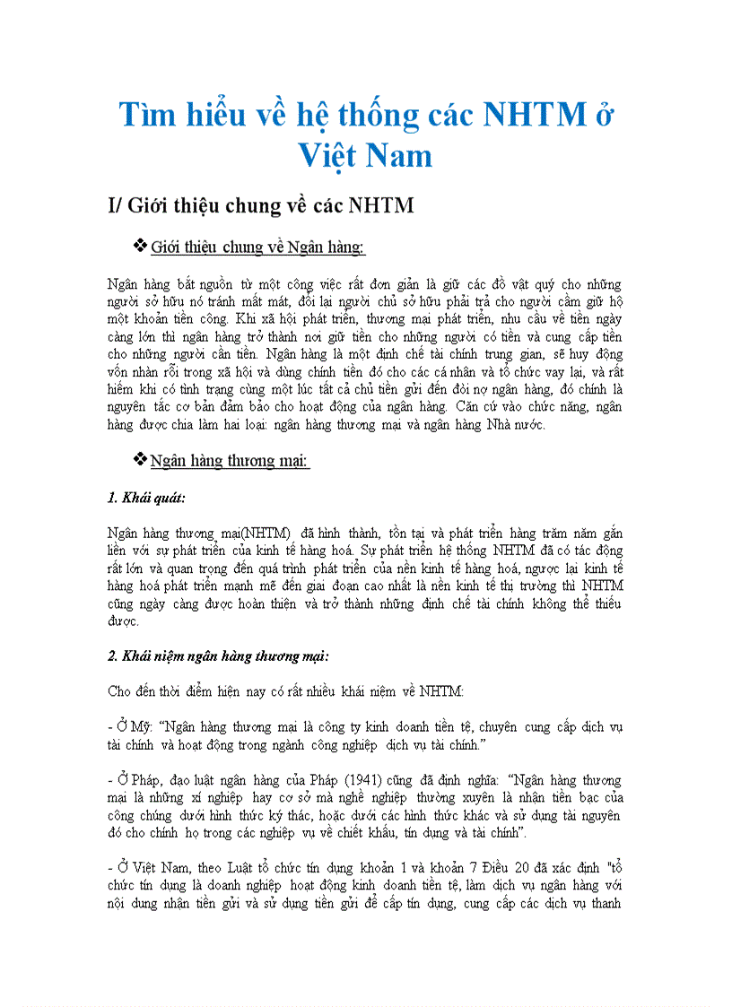 Tìm hiểu về hệ thống các ngân hàng thương mại ở Việt Nam
