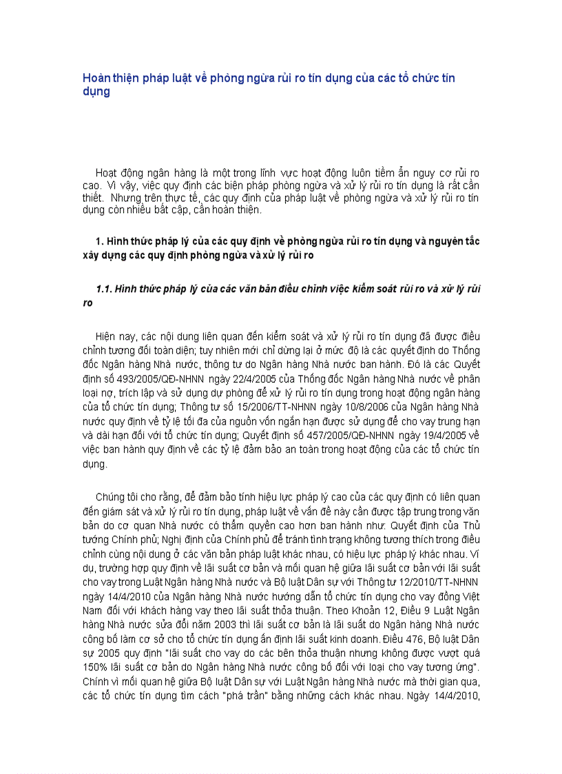 image for page Hoàn thiện pháp luật về phòng ngừa rủi ro tín dụng của các tổ chức tín dụng
