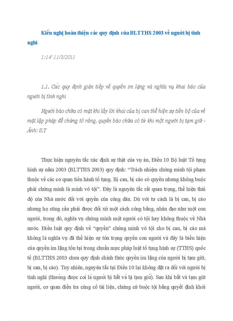image for page Những vấn đề lý luận và phương hướng hoàn thiện các quy định của BLTTHS 2003 về người bị tình nghi