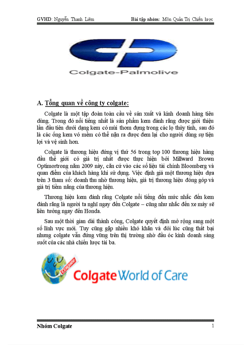 image for page Chiến lược công ty Colgate Pamolive