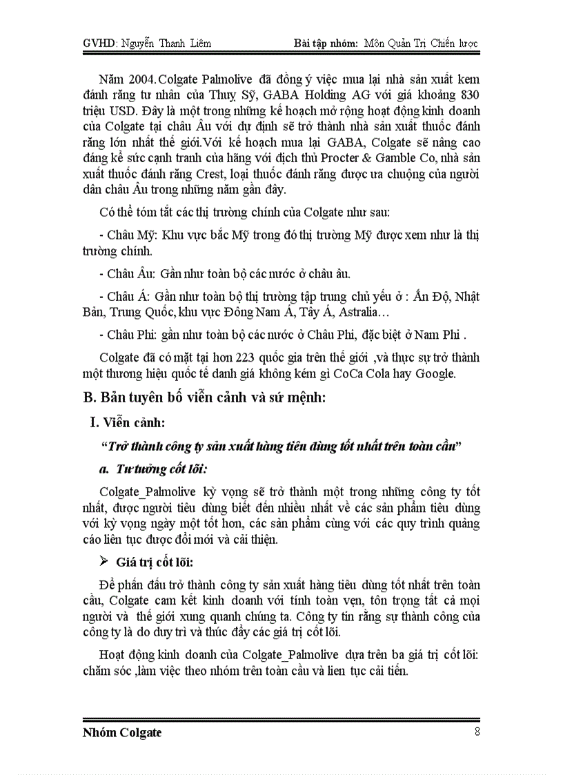 image for page Chiến lược công ty Colgate Pamolive