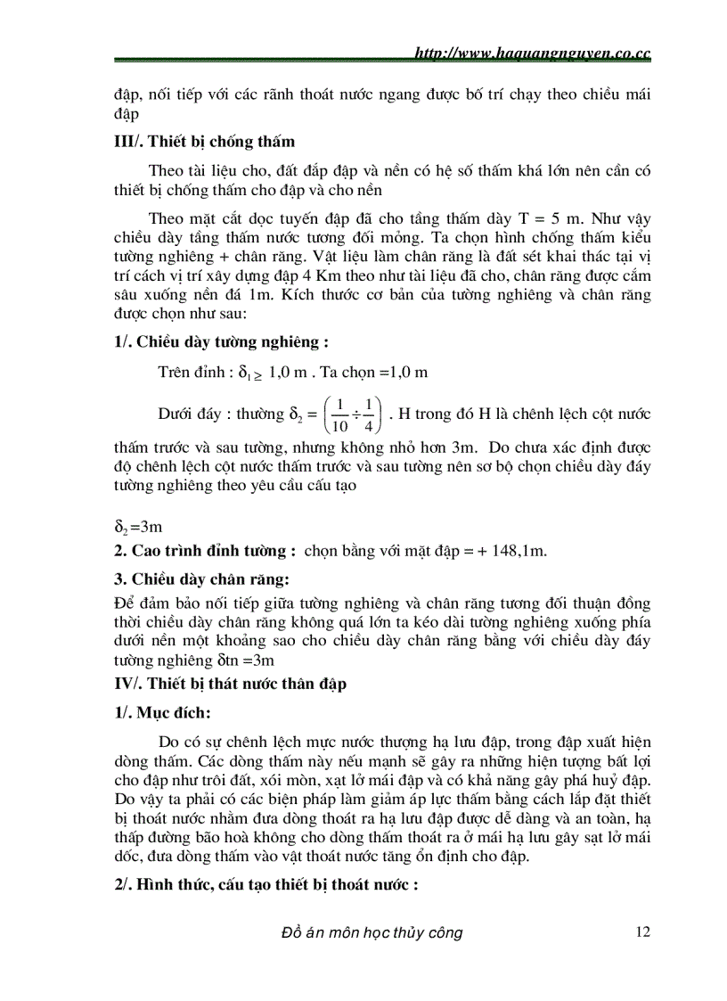 image for page Đồ án thiết kế đập đất kèm bản vẽ