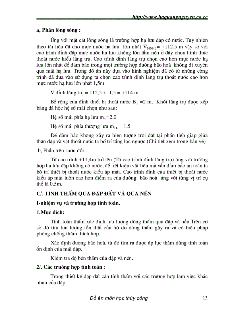 image for page Đồ án thiết kế đập đất kèm bản vẽ