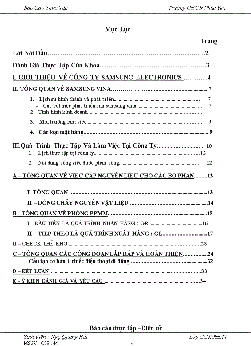 image for page Báo cáo thực tập tại công ty SAMSUNG