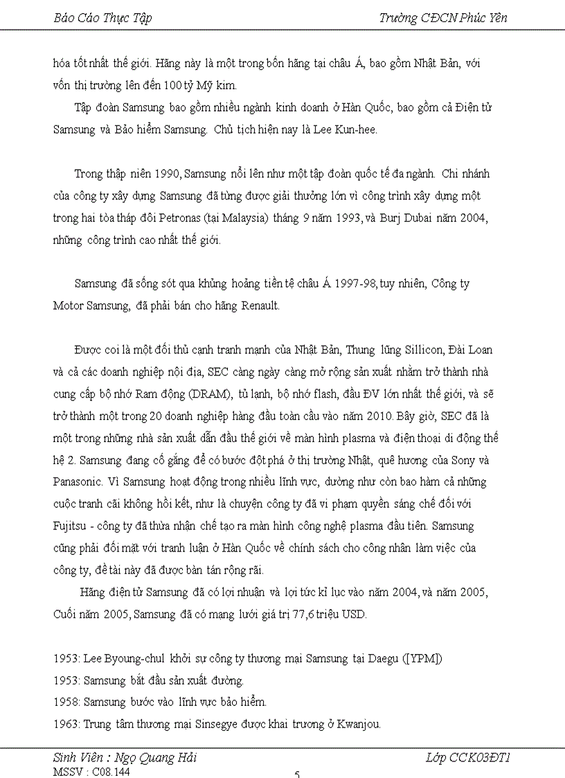 image for page Báo cáo thực tập tại công ty SAMSUNG