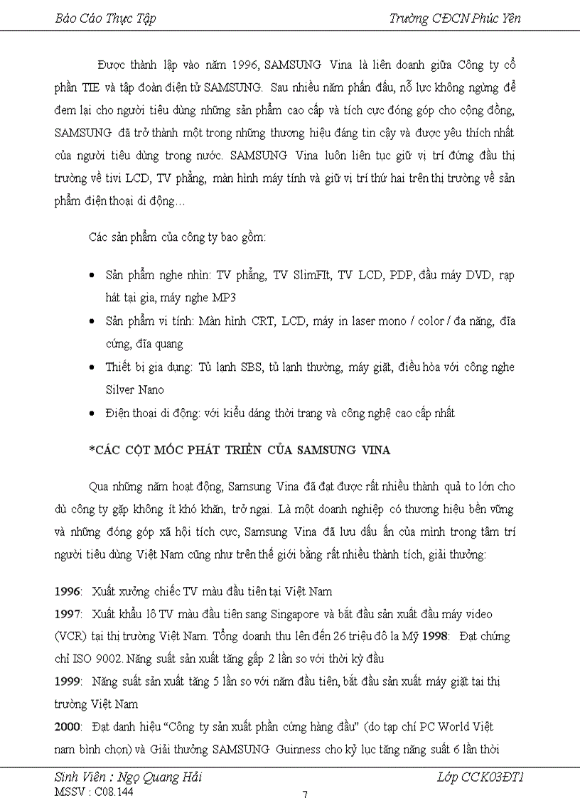 image for page Báo cáo thực tập tại công ty SAMSUNG