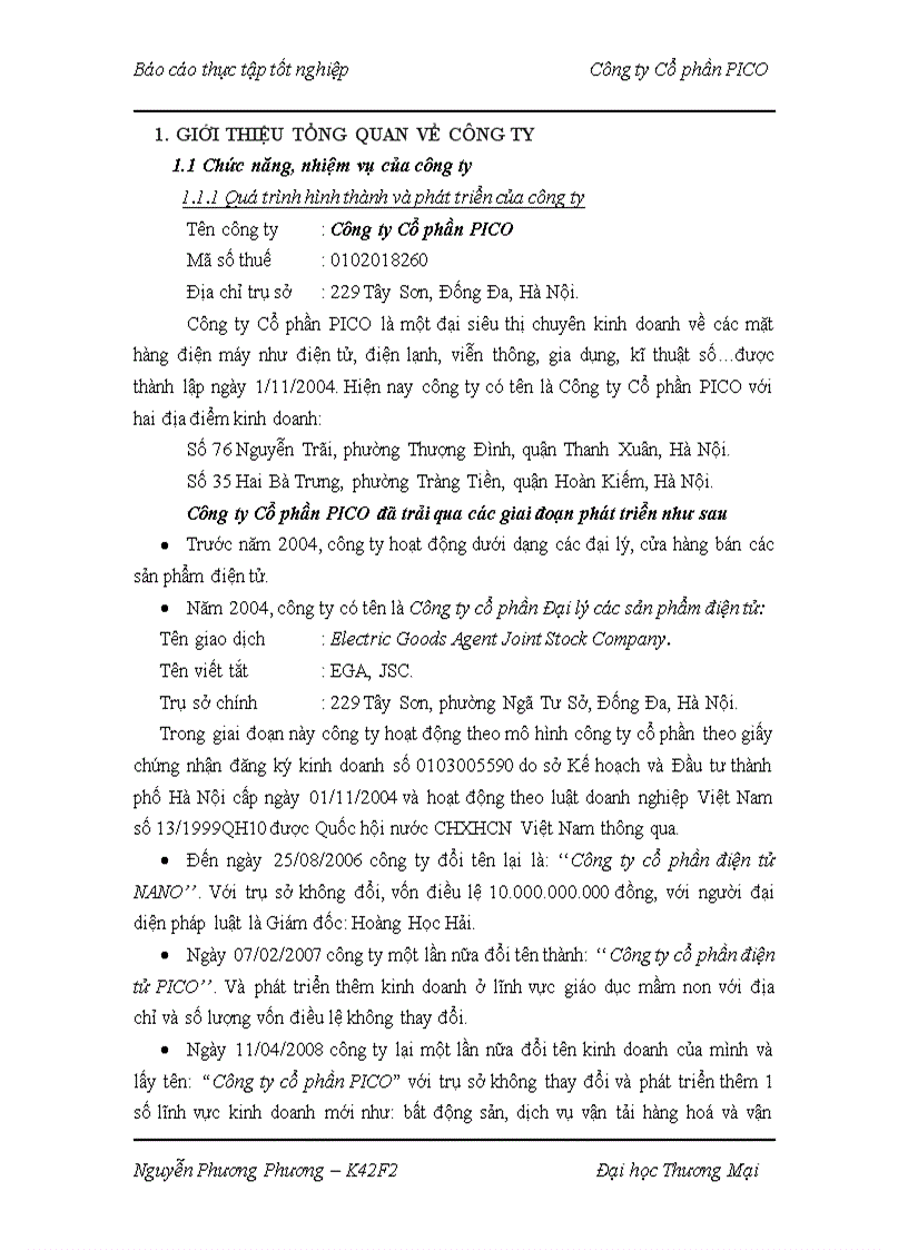 image for page Báo cáo thực tập tốt nghiệp tại Công ty Cổ phần PICO