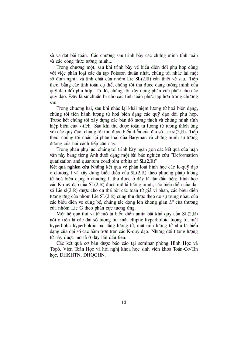 image for page Lượng tử hóa biến dạng trên các K quỹ đạo và đối ngẫu UNITA của SL 2 R