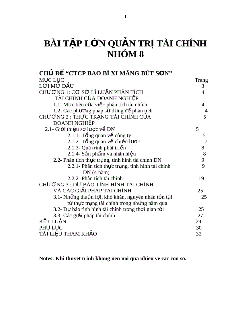 image for page Phân tích tài chính của công ty cổ phần bao bì xi măng Bút Sơn