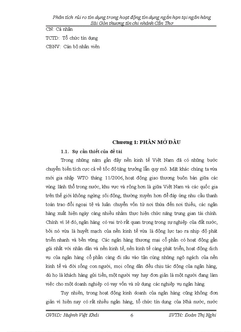 image for page Phân tích tình hình tín dụng và thực trạng rủi ro tín dụng trong hoạt động tín dụng ngắn hạn của sacombank cần thơ