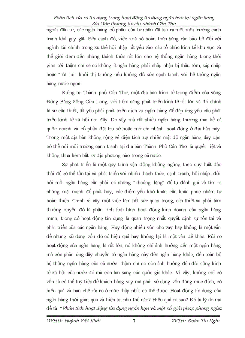 image for page Phân tích tình hình tín dụng và thực trạng rủi ro tín dụng trong hoạt động tín dụng ngắn hạn của sacombank cần thơ