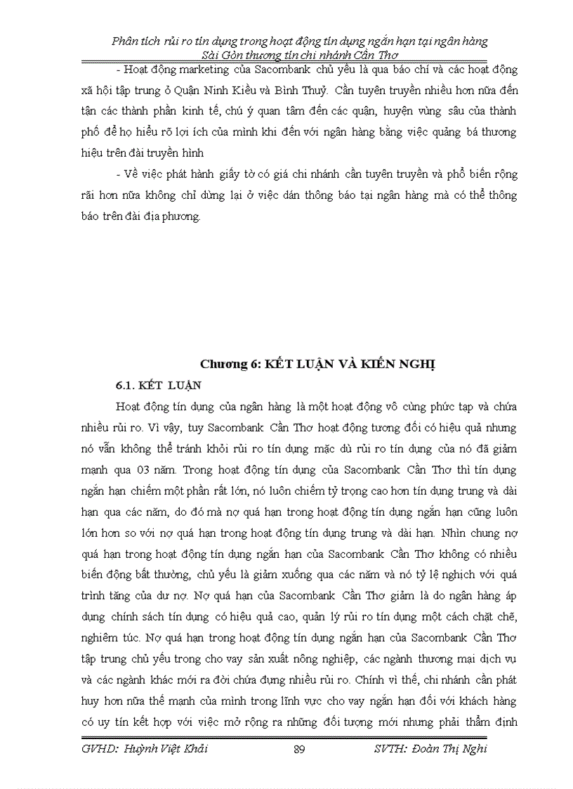 image for page Phân tích tình hình tín dụng và thực trạng rủi ro tín dụng trong hoạt động tín dụng ngắn hạn của sacombank cần thơ