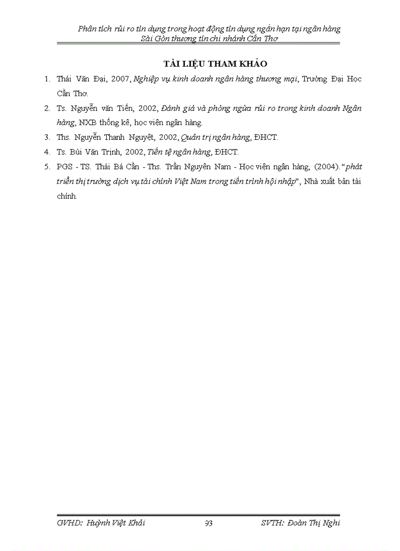 image for page Phân tích tình hình tín dụng và thực trạng rủi ro tín dụng trong hoạt động tín dụng ngắn hạn của sacombank cần thơ