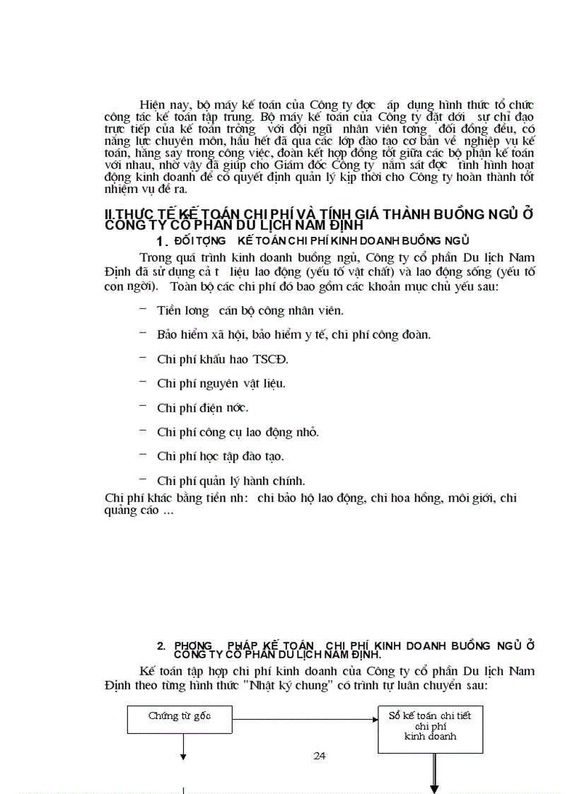 image for page Kế toán chi phí tính giá thành kinh doanh buồng ngủ ở công ty cổ phần du lịch Nam Định