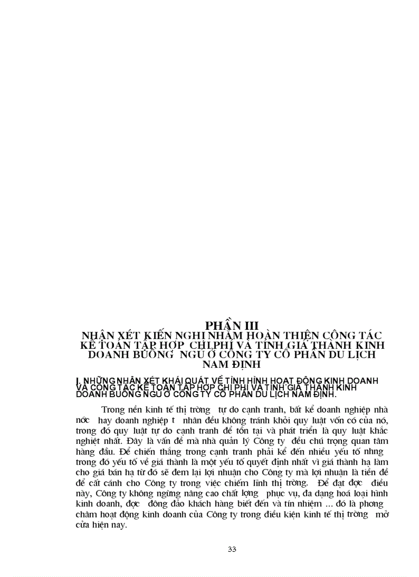 image for page Kế toán chi phí tính giá thành kinh doanh buồng ngủ ở công ty cổ phần du lịch Nam Định