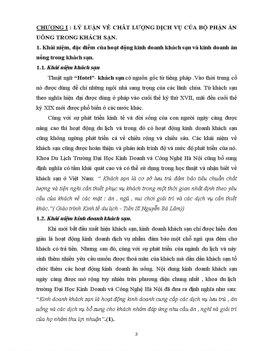 Thực trạng và giải pháp nhằm nâng cao chất lượng dịch vụ bộ phận ăn uống khách sạn Công Đoàn Việt Nam