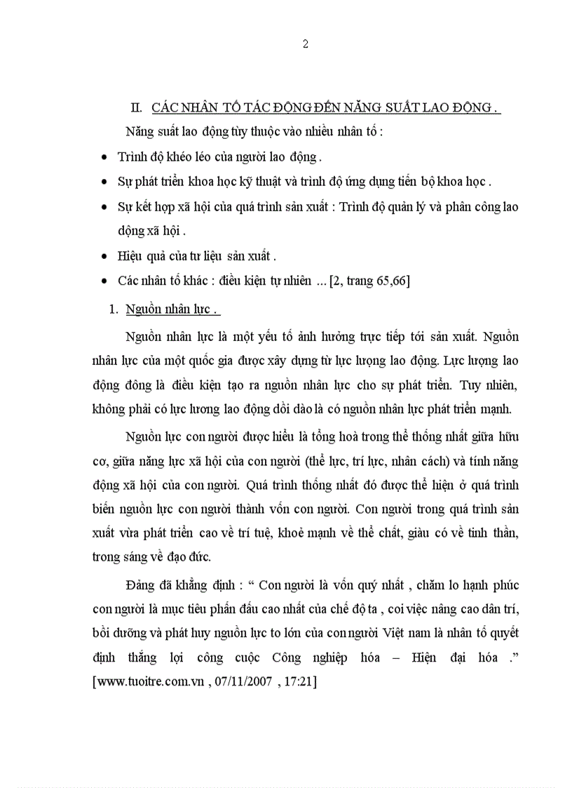 Các nhân tố tác động đến năng suất lao động Lý luận và thực tiễn