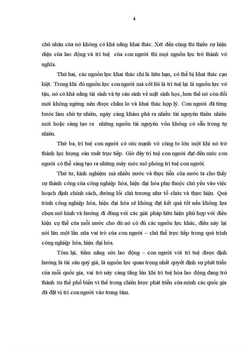 Vai trò của nhân tố con người đối với công nghiệp hóa hiện đại hóa