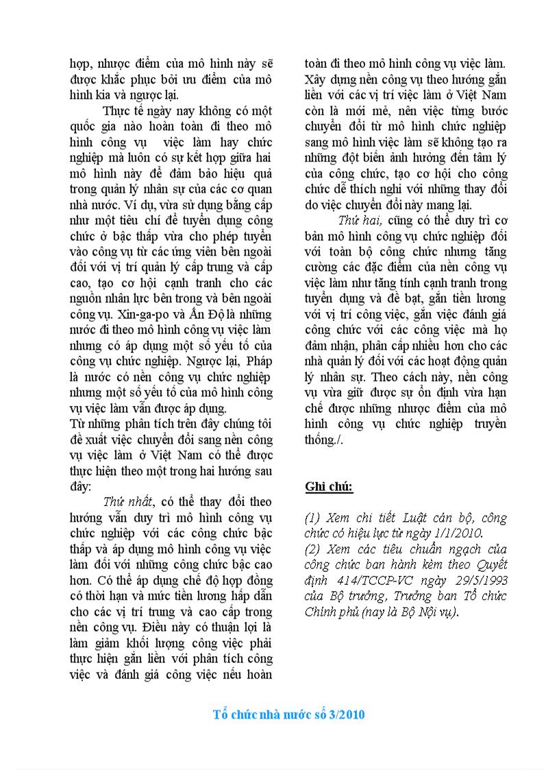 image for page Lựa chọn ưu điểm phù hợp của mô hình chức nghiệp và việc làm cho nền công vụ việt nam