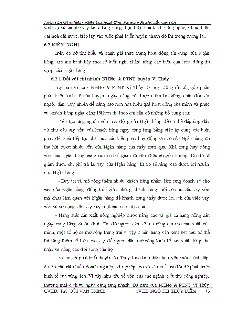 image for page Phân tích hoạt động tín dụng và nhu cầu vay vốn của khách hàng tại chi nhánh NHNo PTNT Vị Thủy