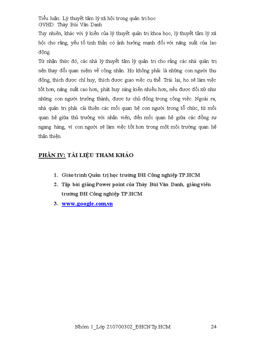 image for page Lý thuyết tâm lý xã hội trong quản trị học