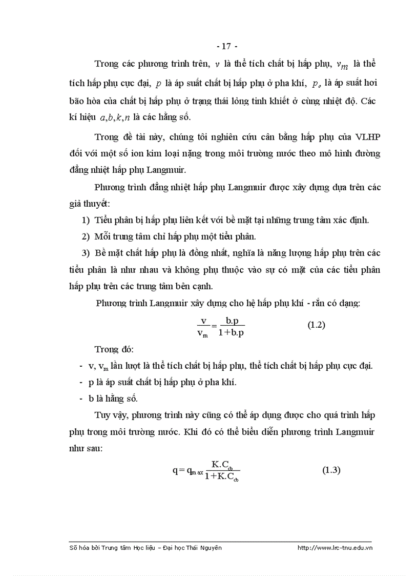 image for page Nghiên cứu khả năng hấp phụ một số ion kim loại nặng trên vật liệu hấp phụ chế tạo từ bã mía và thăm dò xử lí môi trường