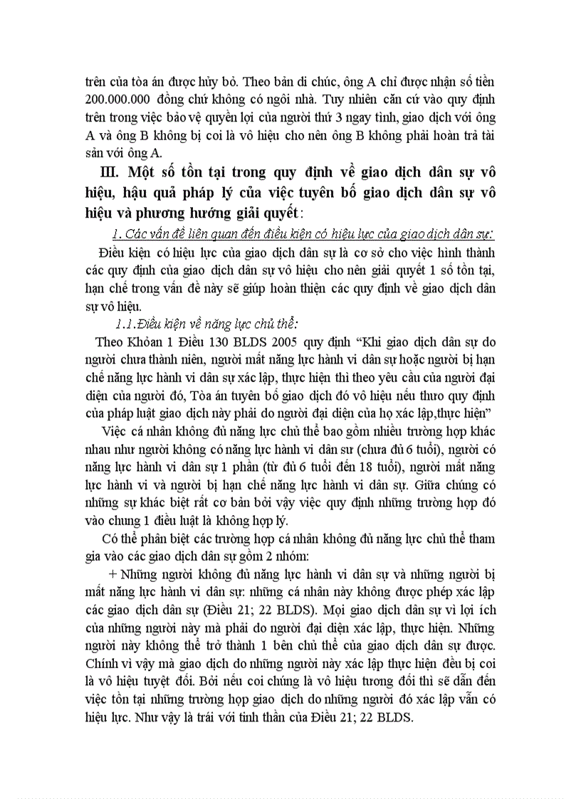image for page Giao dịch dân sự vô hiệu và hậu quả pháp lý của việc tuyên bố giao dịch dân sự vô hiệu 21trang