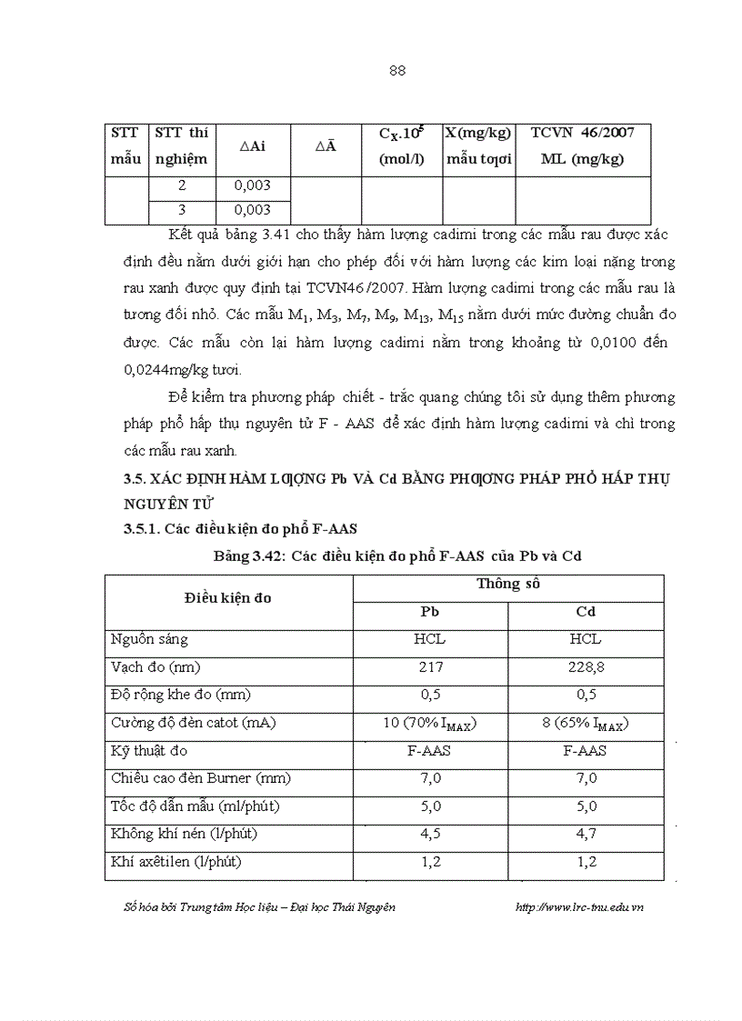 image for page Xác định hàm lượng chì và Cadimi trong rau xanh ở thành phố Thái Nguyên bằng phương pháp chiết trắc quan