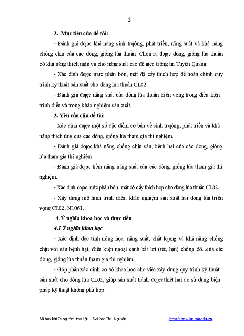 image for page Nghiên cứu đặc điểm sinh trưởng phát triển của một số dòng giống lúa thuần và ảnh hưởng của một số biện pháp kỹ thuật đến năng suất của dòng lúa CL02 tại Sơn Dương Tuyên Quang