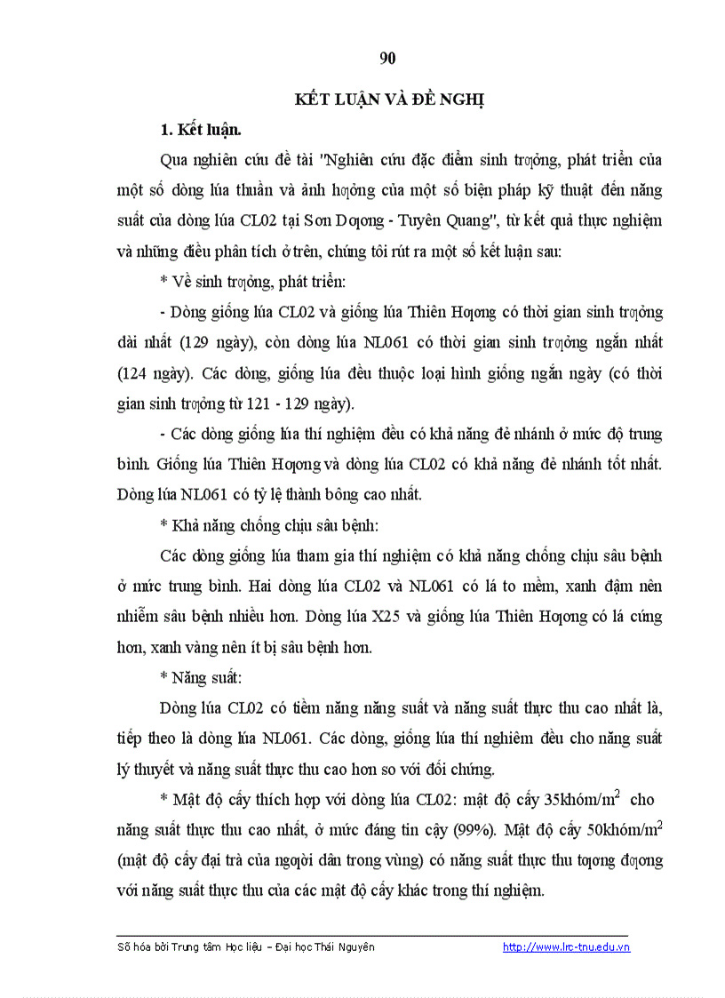 image for page Nghiên cứu đặc điểm sinh trưởng phát triển của một số dòng giống lúa thuần và ảnh hưởng của một số biện pháp kỹ thuật đến năng suất của dòng lúa CL02 tại Sơn Dương Tuyên Quang