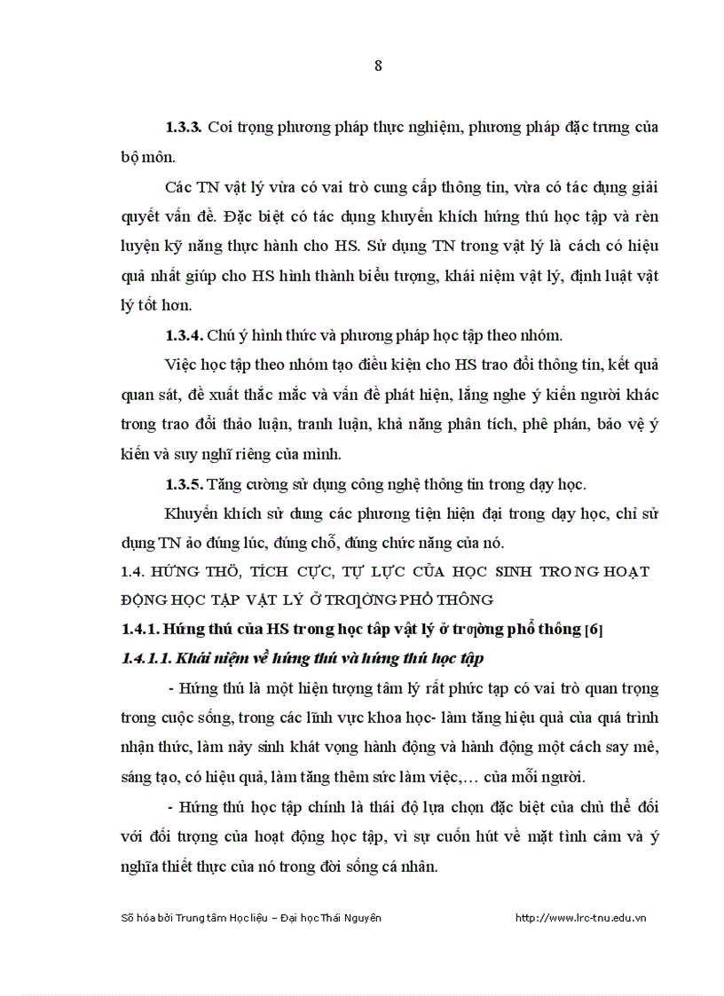 image for page Tổ chức TN trực diện nhằm kích thích hứng thú học tập phát huy tính tích cực tự lực cho HS dân tộc nội trú khi dạy phần Điện tích Điện trường và Dòng điện không đổi vật lý 1